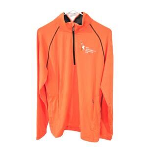 Asics Sz Medium Mens Neon Orange New York Marathon Running 1/4 Zip Pullover